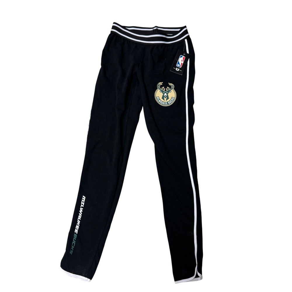 NBA Milwaukee Bucks Womens‎ Leggings Black White Logo FIL6897S Small NWT